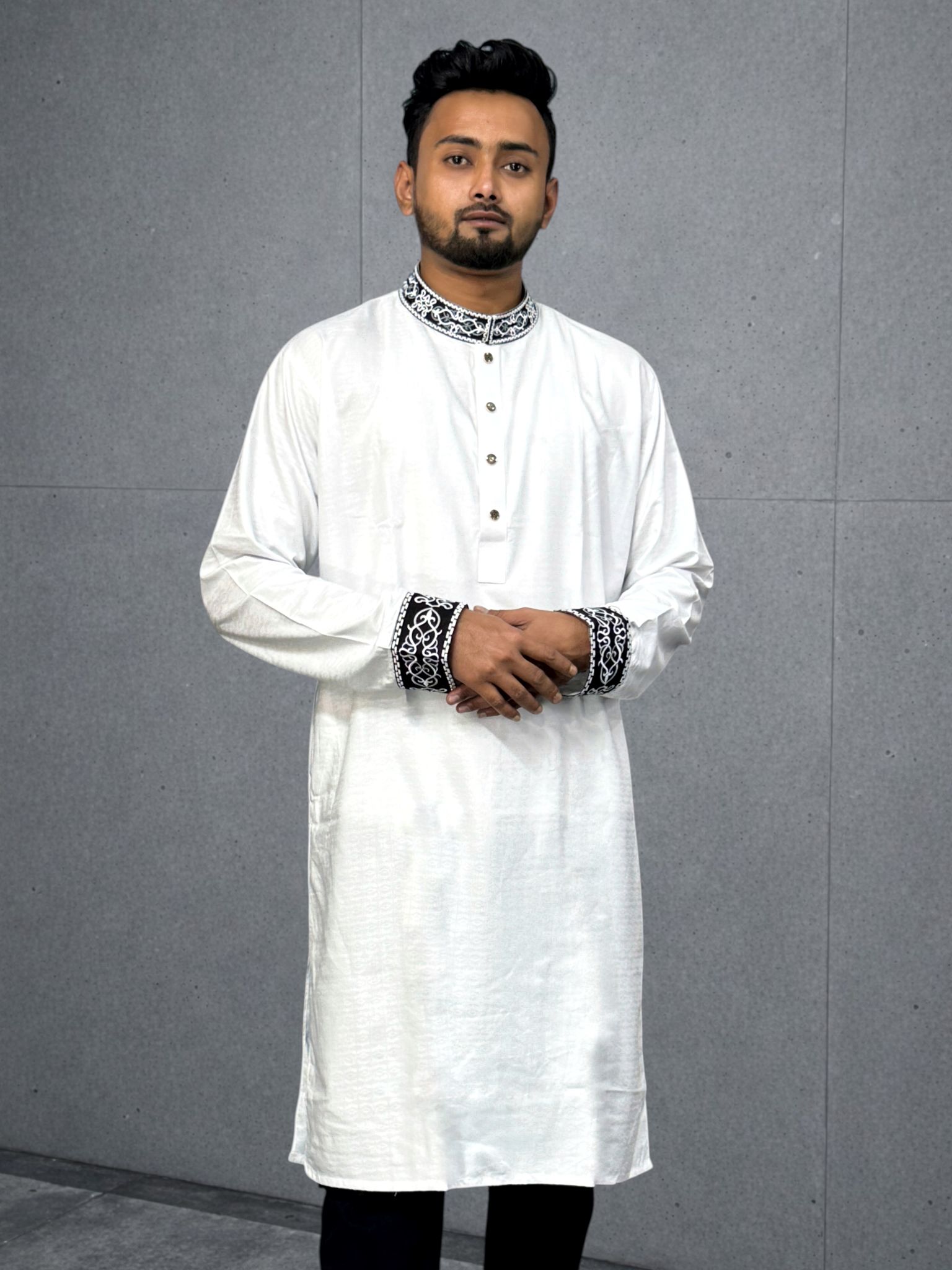 Premium White Colour Embroidery Panjabi