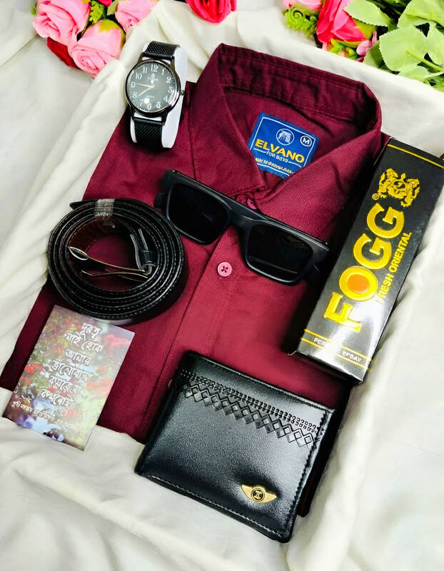 Maroon Colour Shirt Combo